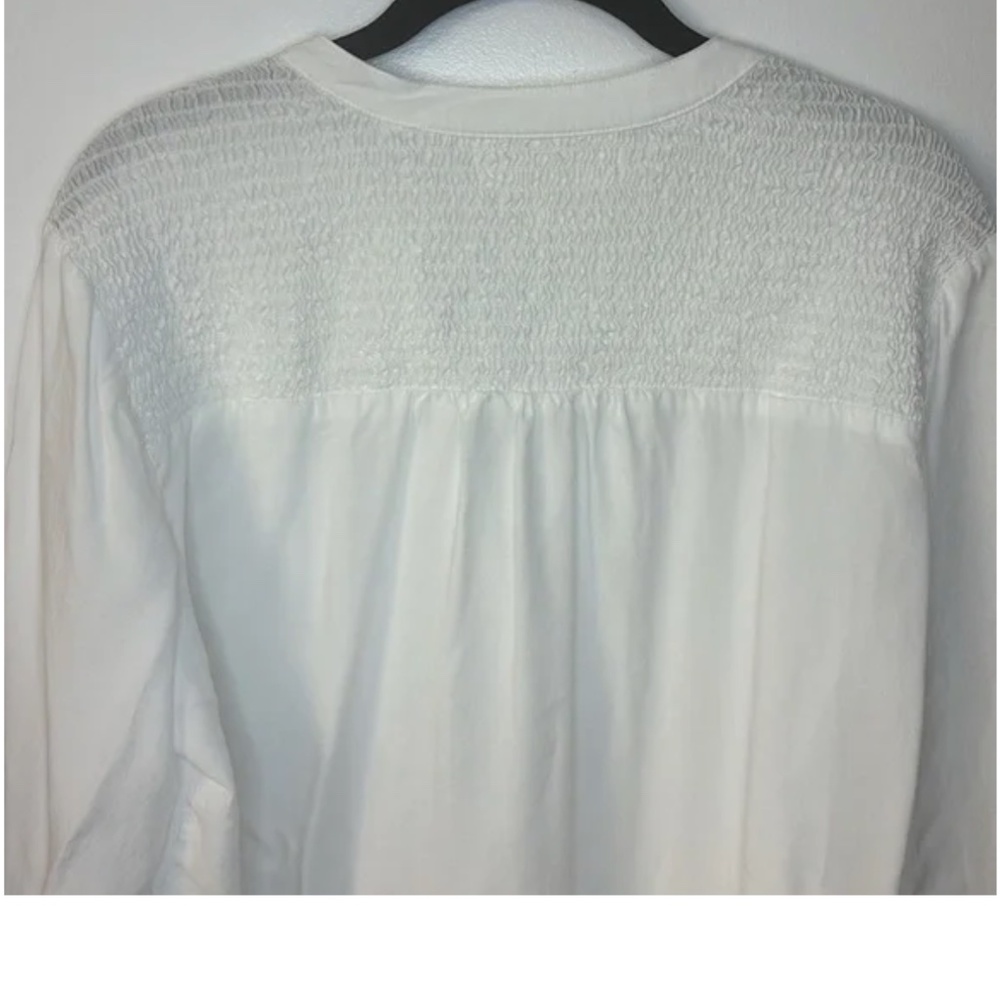 Anthropologie Cloth & Stone Smocked Button Down in White Size L - Picture 8 of 9